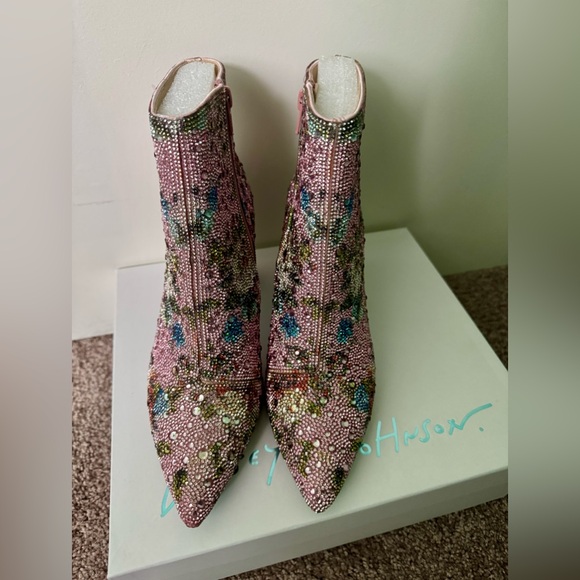 Betsey Johnson Cady Floral Rhinstone Ankle Boots - Picture 3 of 7